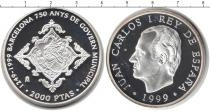 Продать Монеты Испания 2000 песет 1999 Серебро