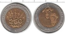 Продать Монеты КФА 250 франков 1993 Биметалл