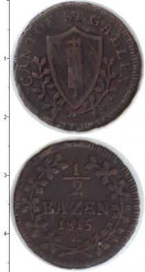 Продать Монеты Швейцария 1/2 крейцера 1815 Медь