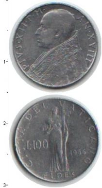 Продать Монеты Ватикан 1 лира 1956 Медно-никель