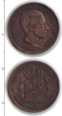 Продать Монеты Испания 10 сентаво 1878 Медь