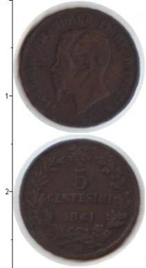 Продать Монеты Италия 5 сантим 1861 Медь