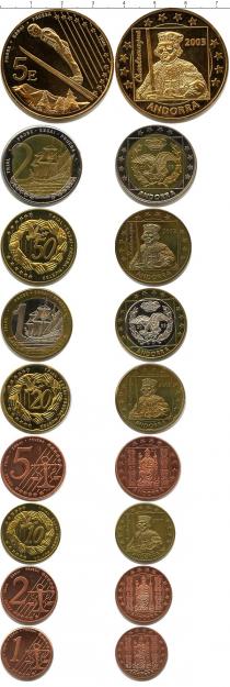 Продать Подарочные монеты Андорра Пробный евронабор 2003 2003 