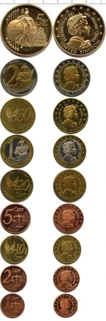 Продать Подарочные монеты Великобритания Пробный евронабор 2002 2002 