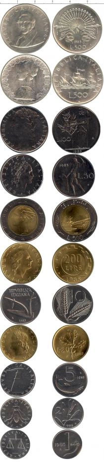 Продать Подарочные монеты Италия Выпуск монет 1985 года 1985 