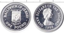 Продать Монеты Остров Джерси 1 фунт 1988 Серебро
