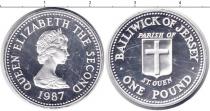 Продать Монеты Остров Джерси 1 фунт 1987 Серебро