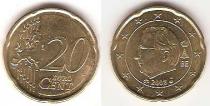 Продать Монеты Бельгия 20 евроцентов 2008 Латунь