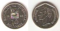 Продать Монеты Венесуэла 10 боливар 1998 Сталь покрытая никелем