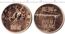 Продать Монеты Финляндия 1000 марок 1992 Золото