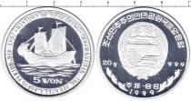 Продать Монеты Южная Корея 5 вон 1999 Серебро