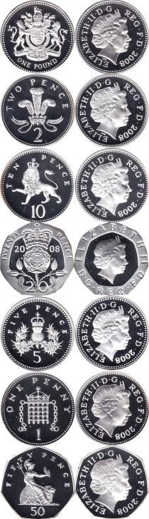 Продать Подарочные монеты Великобритания Выпуск монет 2008 2008 Серебро