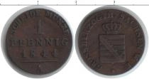 Продать Монеты Саксония 1 пфенниг 1844 Медь