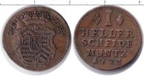 Продать Монеты Ханау-Лихтенберг 1 хеллер 1773 Медь