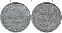 Продать Монеты Германия 3 марки 1922 Алюминий