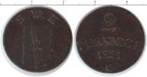 Продать Монеты Саксен-Веймар-Эйзенах 2 пфеннига 1821 Медь