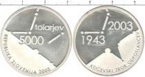 Продать Монеты Словения 5000 толаров 2003 Серебро