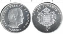 Продать Монеты Монако 5 евро 2008 Серебро