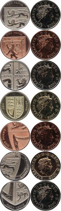 Продать Подарочные монеты Великобритания Новые гербы 2008 2008 