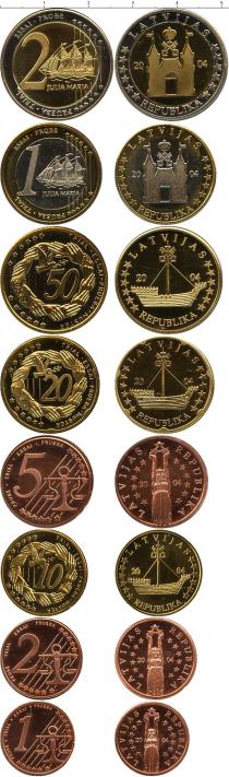 Продать Подарочные монеты Латвия Евронабор 2004 года 2004 