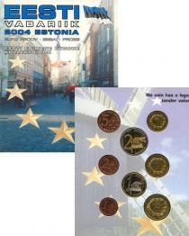 Продать Подарочные монеты Эстония Набор монет Евро-модель 2004 