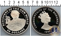 Продать Монеты Багамские острова 25 долларов 1991 Серебро