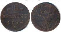 Продать Монеты Мекленбург-Стрелитц 3 пфеннига 1754 Медь