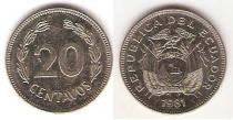 Продать Монеты Эквадор 20 сентаво 1981 Сталь покрытая никелем