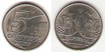 Продать Монеты Бразилия 5 крузейро 1991 Медно-никель