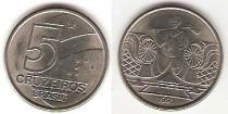 Продать Монеты Бразилия 5 крузейро 1991 Медно-никель