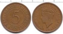 Продать Монеты Маврикий 5 центов 1945 Медь