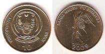 Продать Монеты Руанда 10 франков 2009 сталь покрытая латунью