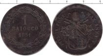 Продать Монеты Ватикан 1 байоччи 1851 Медь