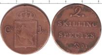 Продать Монеты Норвегия 2 скиллинга 1831 Медь