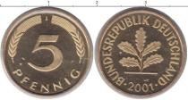 Продать Монеты Германия 5 пфеннигов 2001 Латунь