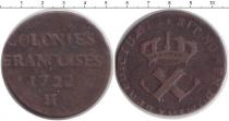 Продать Монеты Мартиника 9 денир 1722 Медь