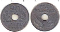 Продать Монеты Франция 20 сентим 1942 Цинк