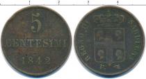 Продать Монеты Сардиния 5 сентесим 1842 Медь