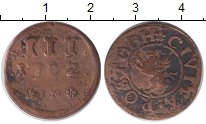 Продать Монеты Росток 3 пфеннига 1702 Медь