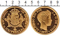 Продать Монеты Испания 100 песет 1897 Серебро
