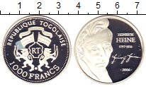 Продать Монеты Того 1000 франков 2006 Серебро