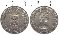 Продать Монеты Остров Джерси 1 фунт 1988 Латунь