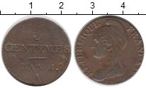Продать Монеты Франция 3 сентима 1795 Медь
