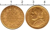 Продать Монеты Ватикан 20 лир 1868 Золото