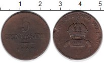 Продать Монеты Венеция 5 сентесим 1822 Медь