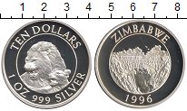Продать Монеты Зимбабве 10 долларов 1996 Серебро