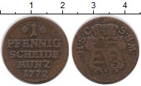 Продать Монеты Саксен-Майнинген 1 пфенниг 1772 Медь