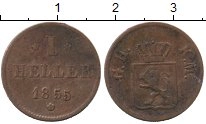 Продать Монеты Гессен-Дармштадт 1 хеллер 1855 Медь