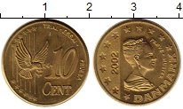 Продать Монеты Дания 10 евроцентов 2002 Латунь