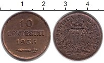 Продать Монеты Сан-Марино 10 сентим 1935 Бронза